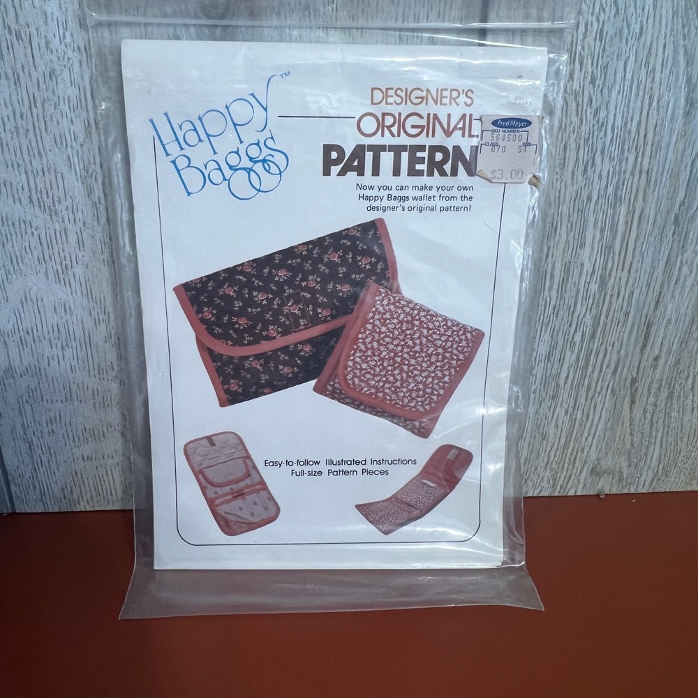 Happy Baggs Designers Original Pattern Quilted French Wallet Organizer Vintage